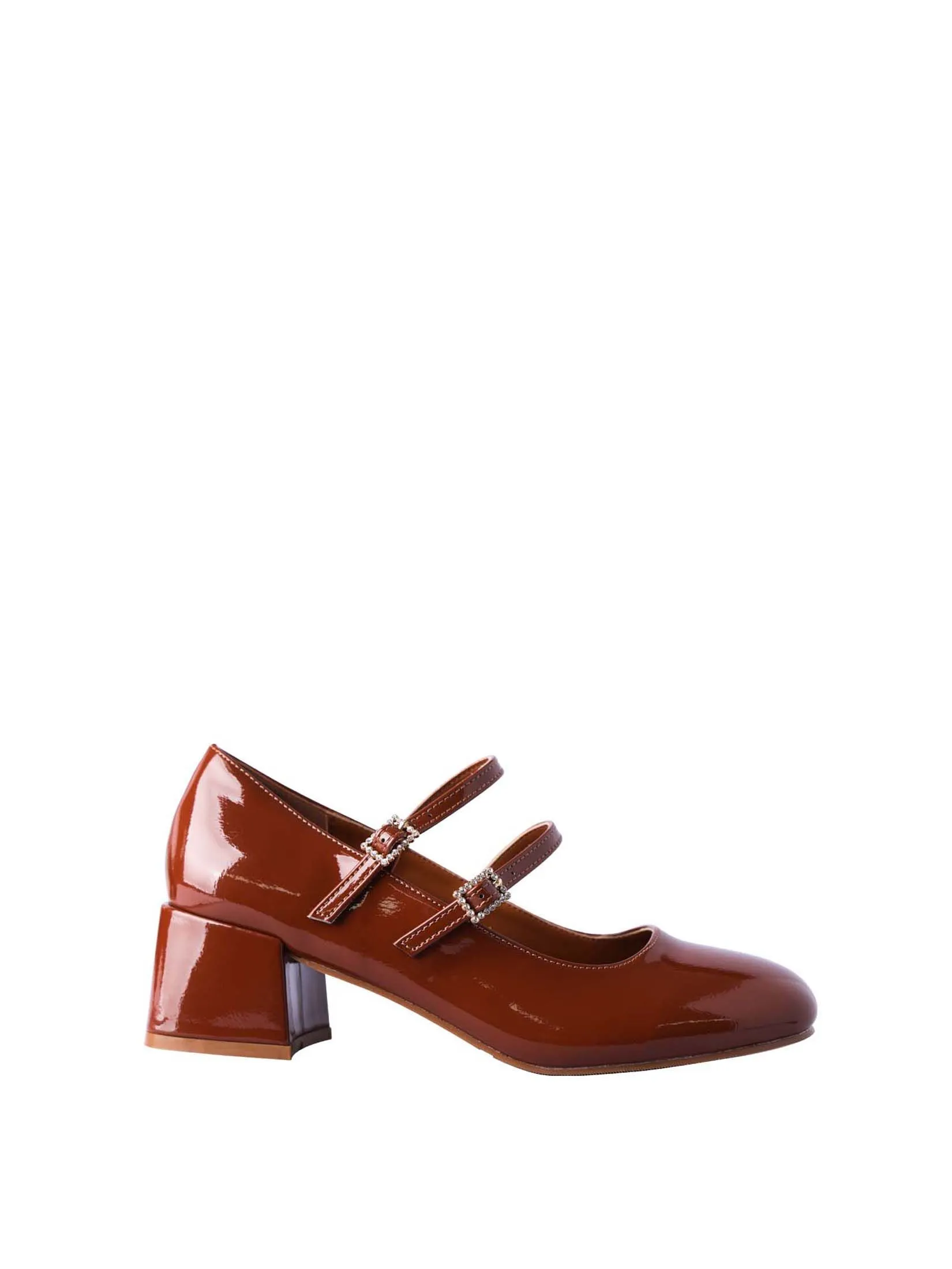 VILLAINS SF FLEXIA Women's Mary-Jane Heels BROWN PATENT