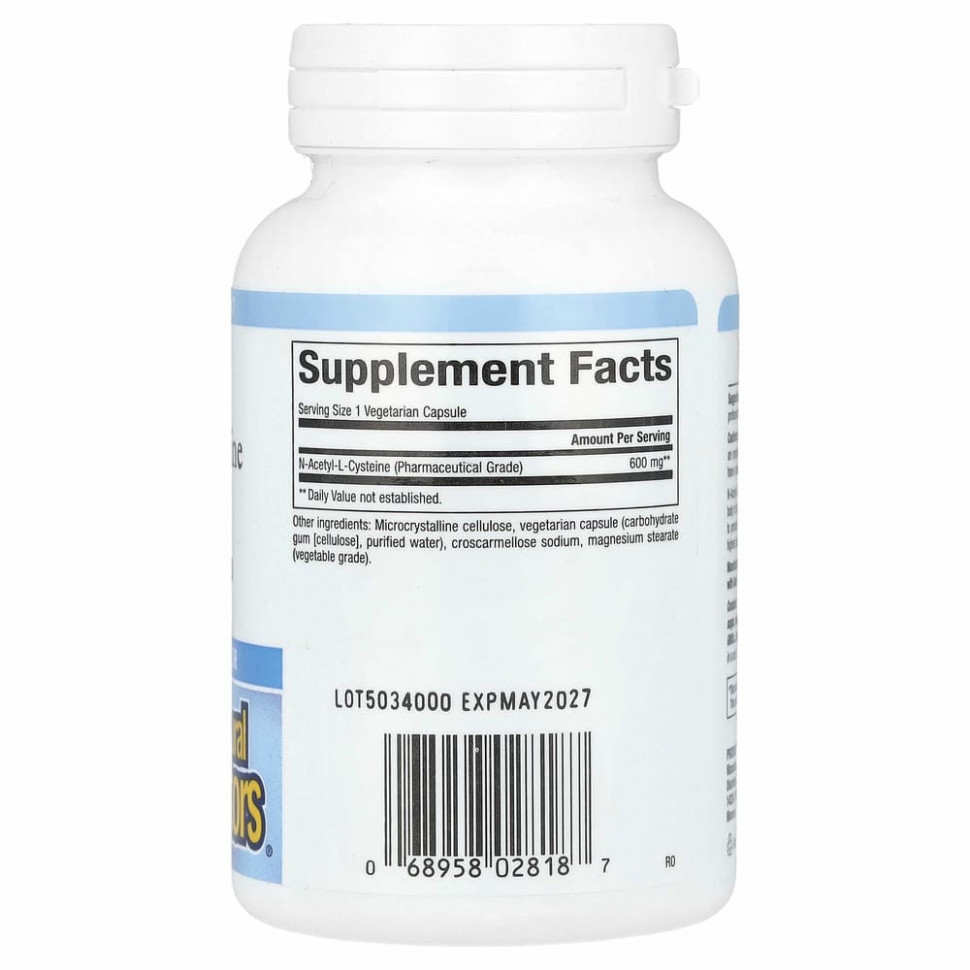 Natural Factors, NAC N-ацетил-L цистеин, 600 мг, 60 вегетарианских капсул