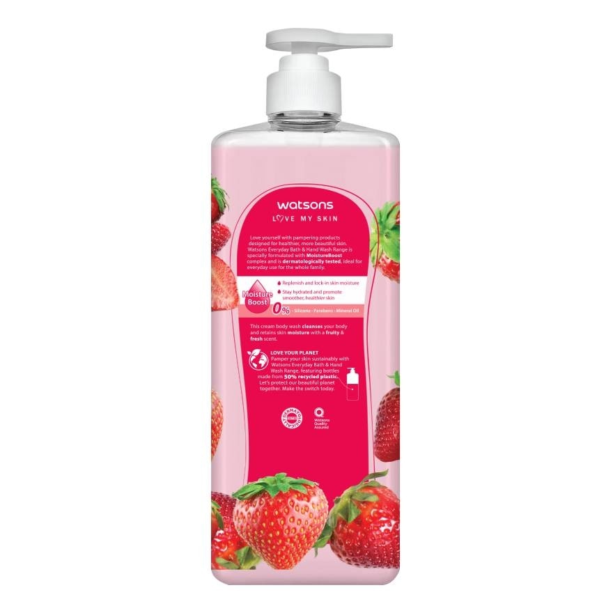 Watsons Love My Skin Strawberry Scented Cream Body Wash 1000ml.