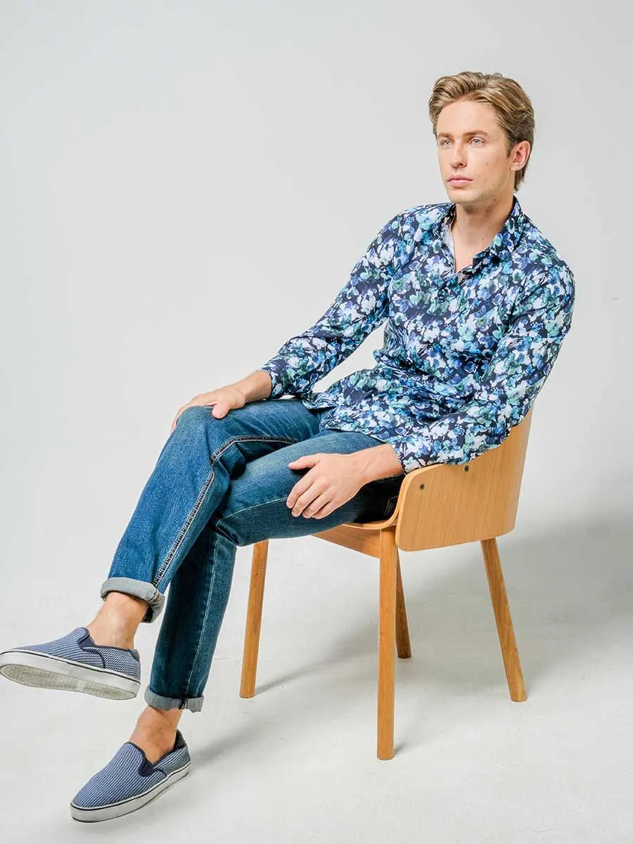 OLYMP MEN SHIRT LONG SLEEVES BODY  FIT GRAPHIC PRINT