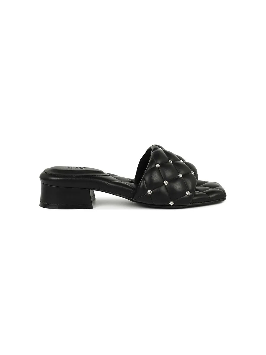 SHU WOMEN  PALETTE SOFT 1" LUCKY DIAMONDS SANDALS - BLACK