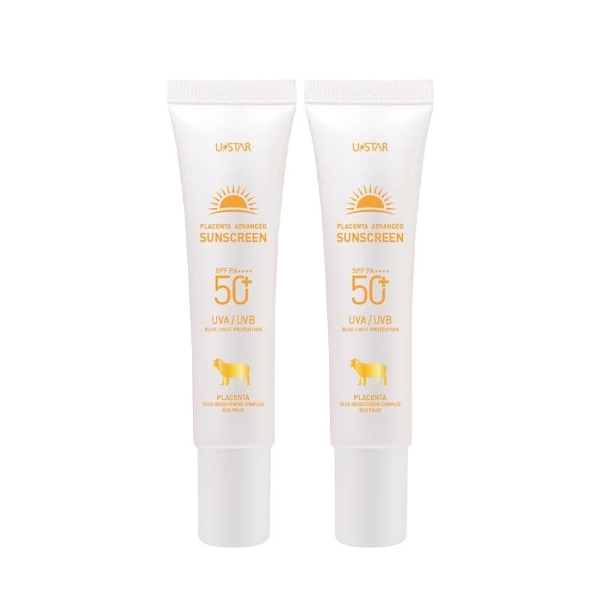 Ustar Placenta Advanced Sunscreen SPF50+ PA++++ 40g. Natural Bright Twin Pack