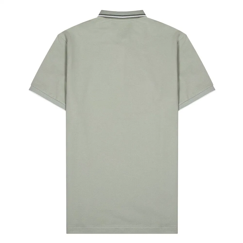 GIORDANO Green Men's Solid Cotton Lycra Short Sleeve Tapered Polo