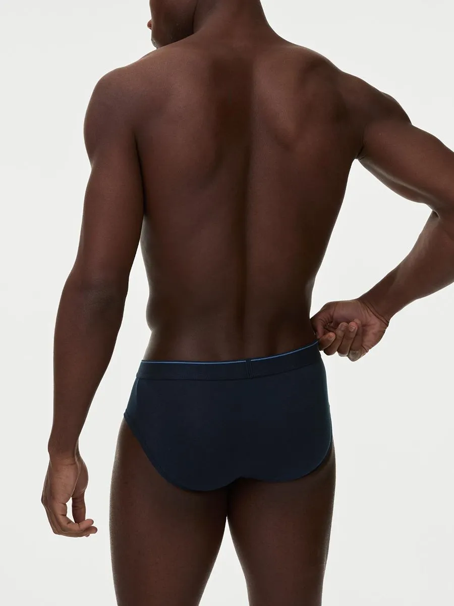 MARKS & SPENCER Men Briefs Pack Cotton Rich Cool & Fresh Striped 5 pcs Blue Mix