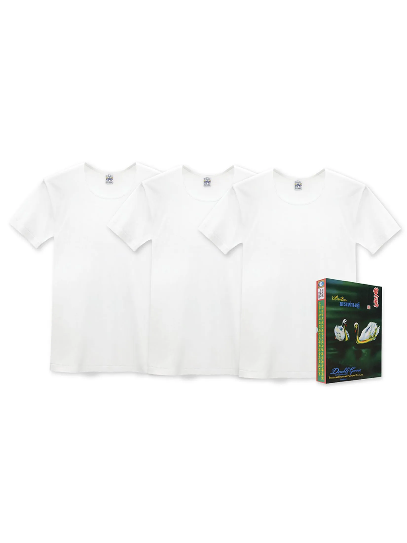 DOUBLE GOOSE White classic wide neck T-shirt Pack 3 pcs..