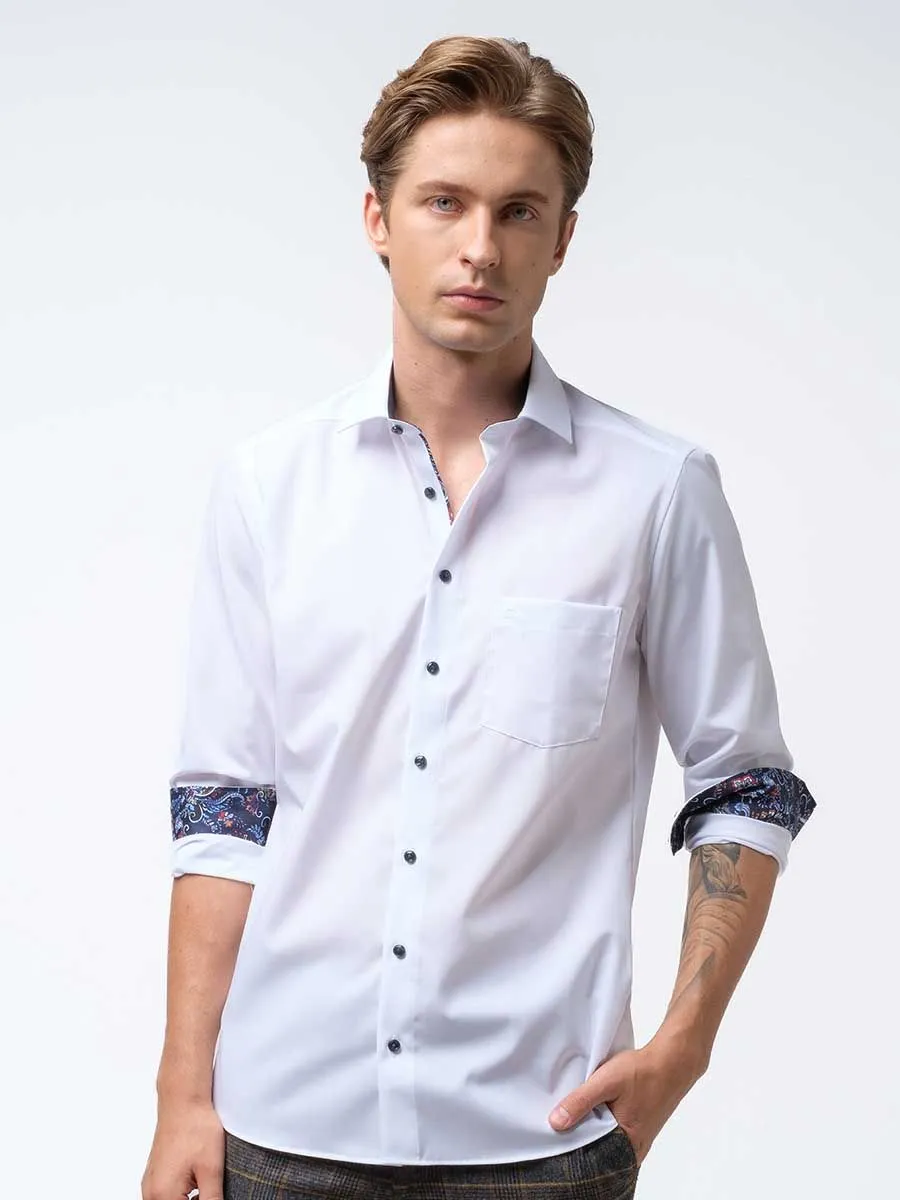 OLYMP MEN SHIRT LONG SLEEVES MODERN FIT WHITE EASY IRON