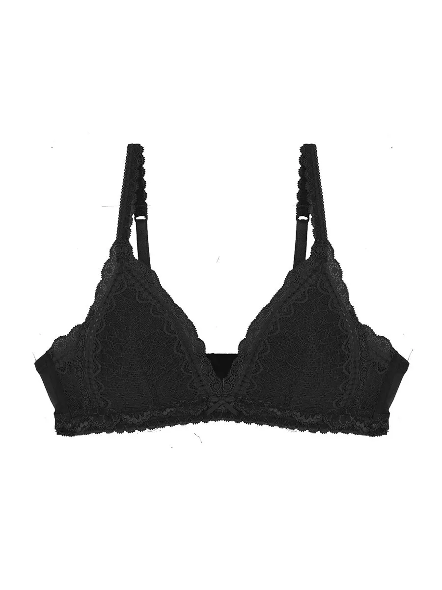 BSC LINGERIE Women Bra Lace Wireless BB3320BL Black Size - 32A