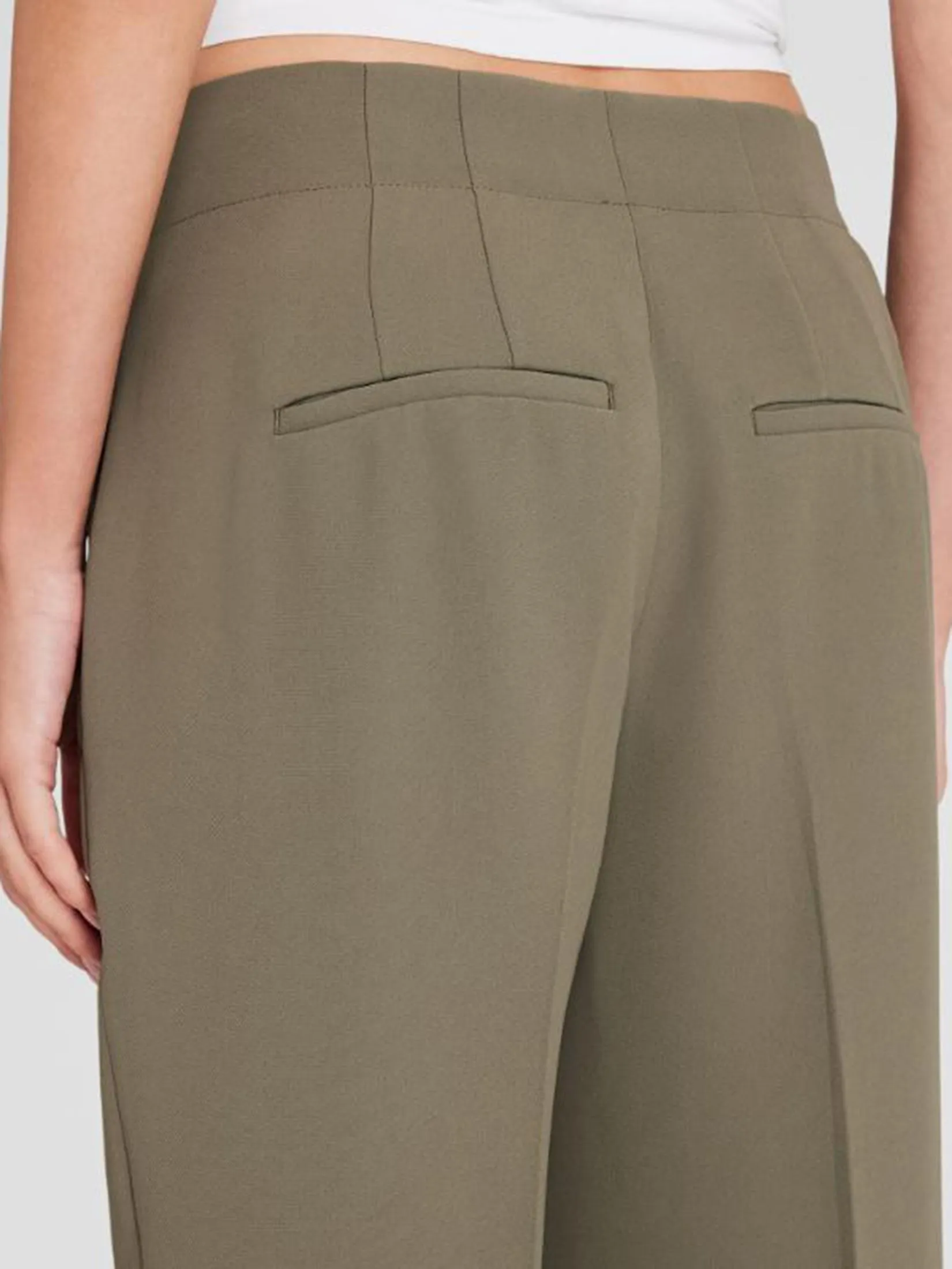 CLUB MONACO Women Trouser High-Rise Fluid Crepe Grey Border