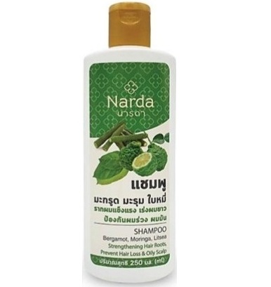 Укрепляющий шампунь для роста волос с бергамотом и морингой Narda 250 мл