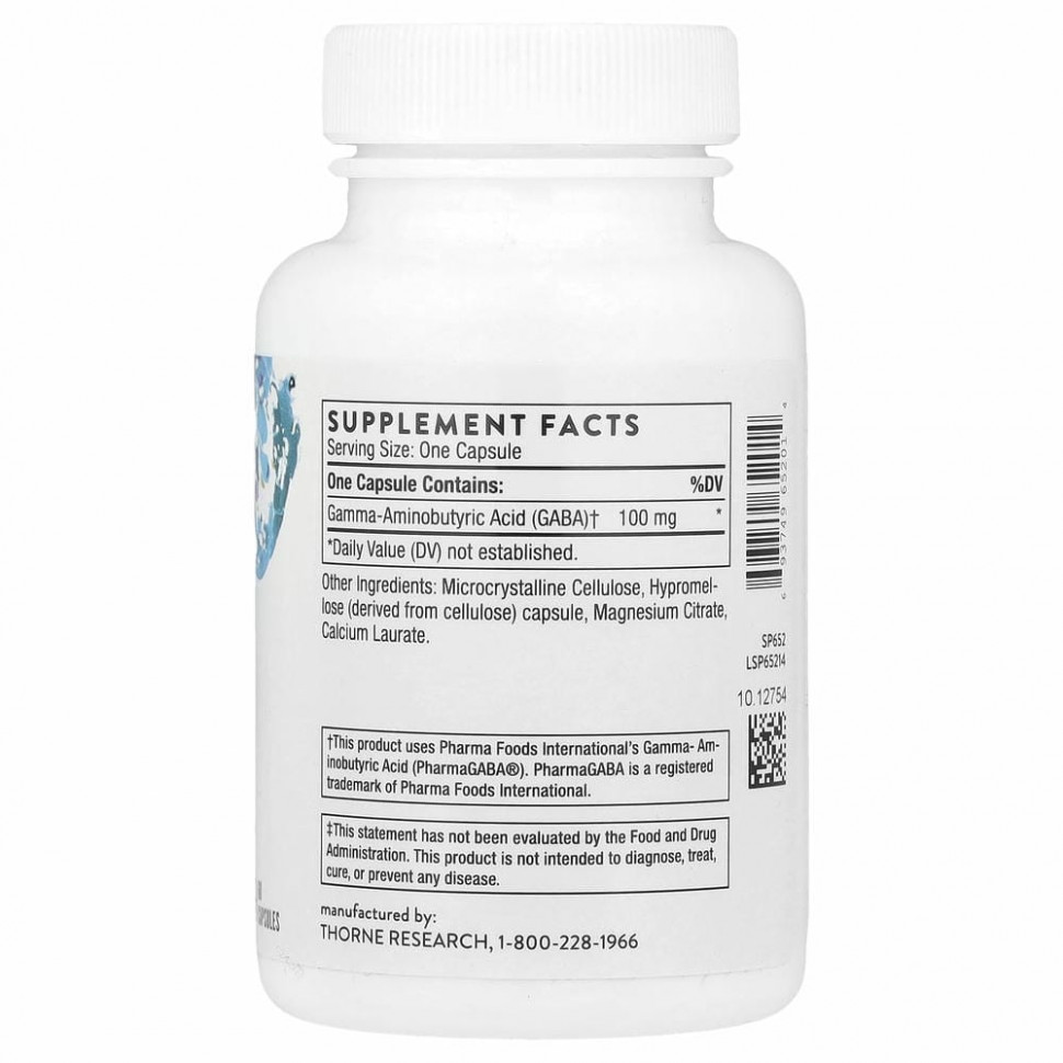 Thorne Research, PharmaGABA-100, 60 капсул