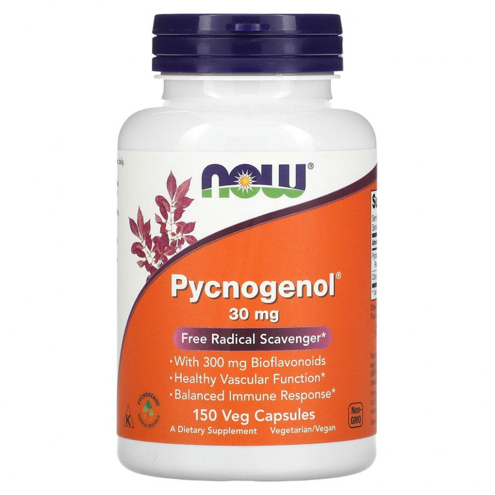 NOW Foods, Pycnogenol, пикногенол, 30 мг, 150 вегетарианских капсул - NOW-03266-100 мг | 60 шт.