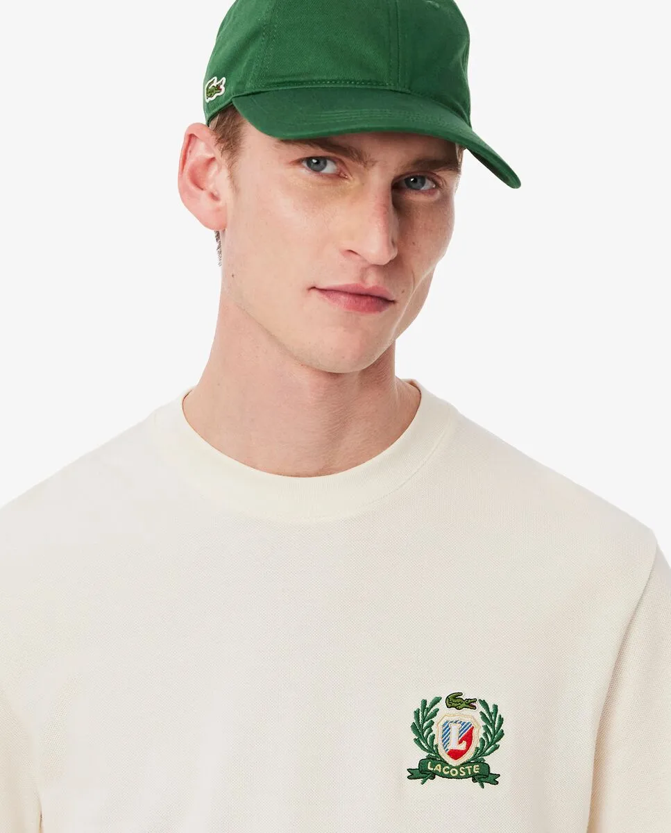 LACOSTE Embroidered Badge Piqu  T-Shirt White