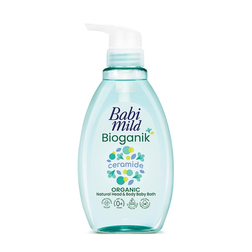 Babi Mild Baby Bath Bioganik Organic Natural Head  Body 380 Ml. - Green