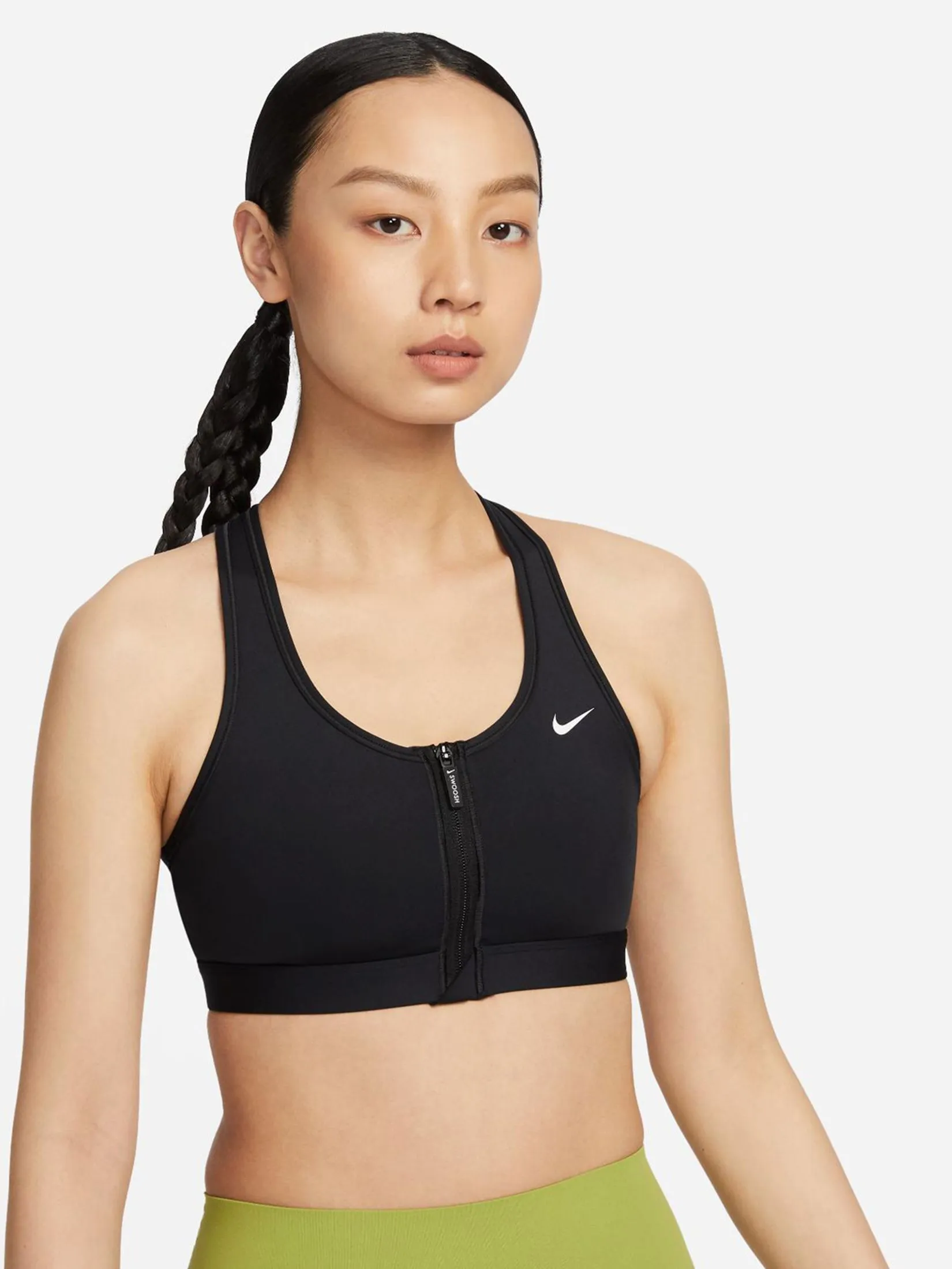 NIKE Women Sport Bra Swoosh Front Zip Medium-Support