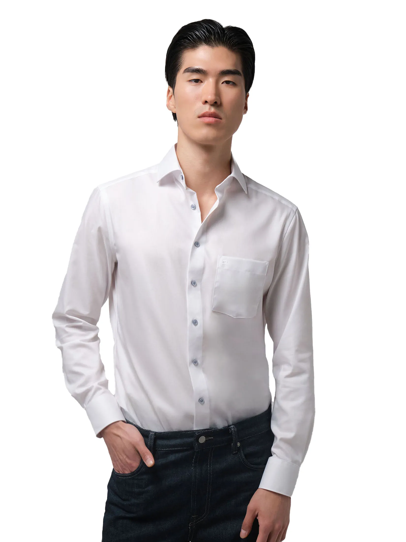 OLYMP MEN S SHIRT LONG SLEEVES BUSINESS SHIRT MODERN FIT EASY IRON WHITE Size - 40