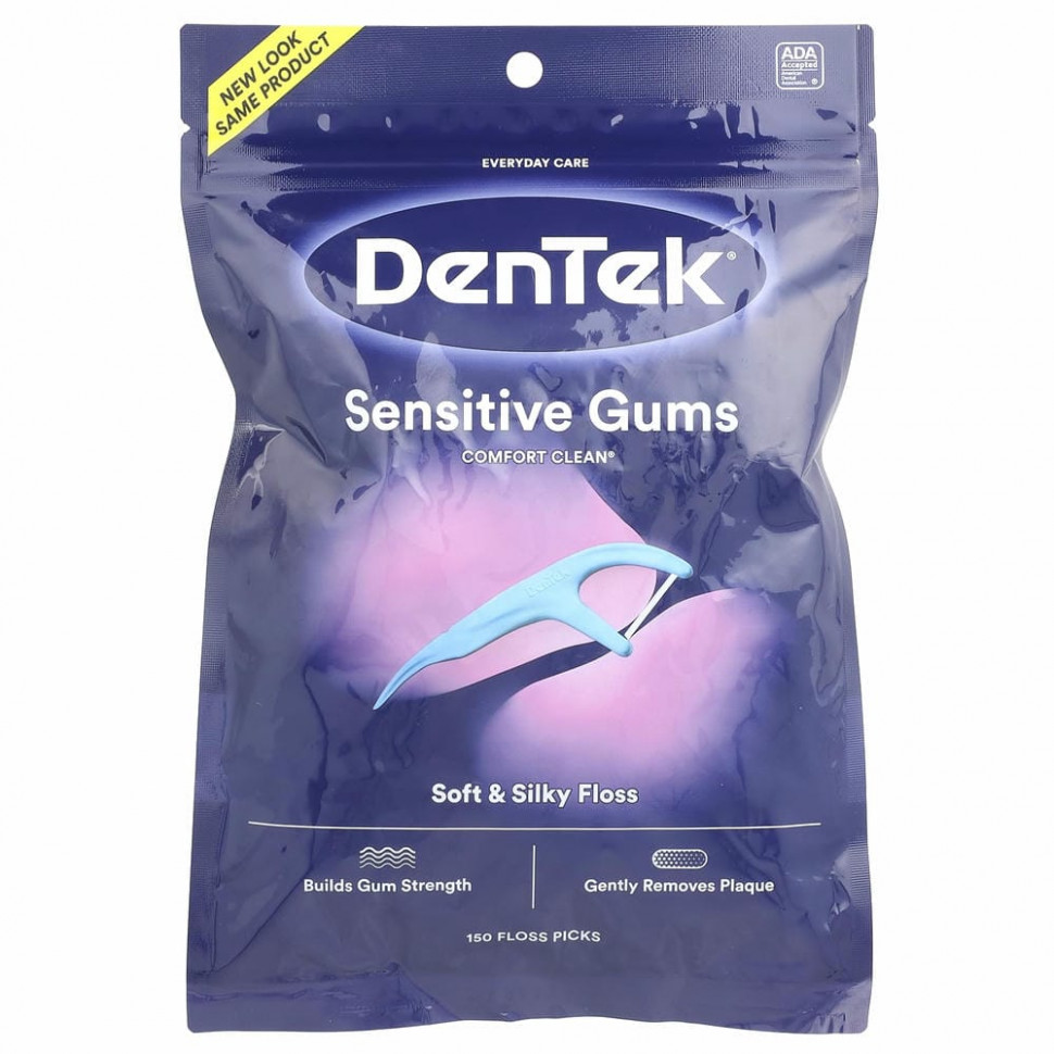 DenTek, Comfort Clean Floss, зубная нить для чувствительных десен, жидкость для полоскания рта, 150 зубной нити