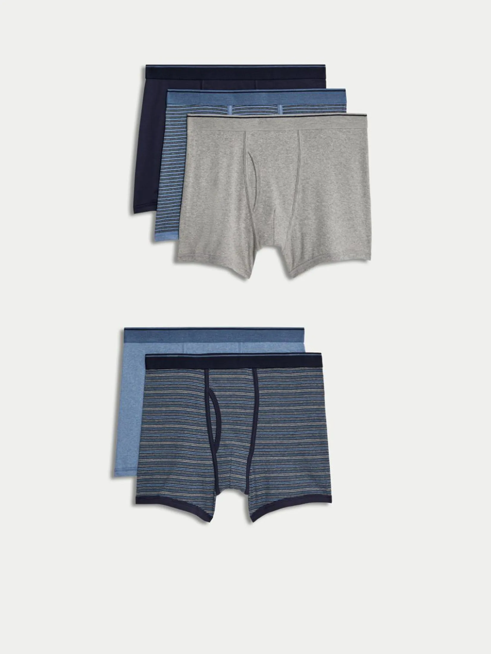 MARKS & SPENCER Men Trunks 5pk Pure Cotton Cool & Fresh Pd Denim Mix