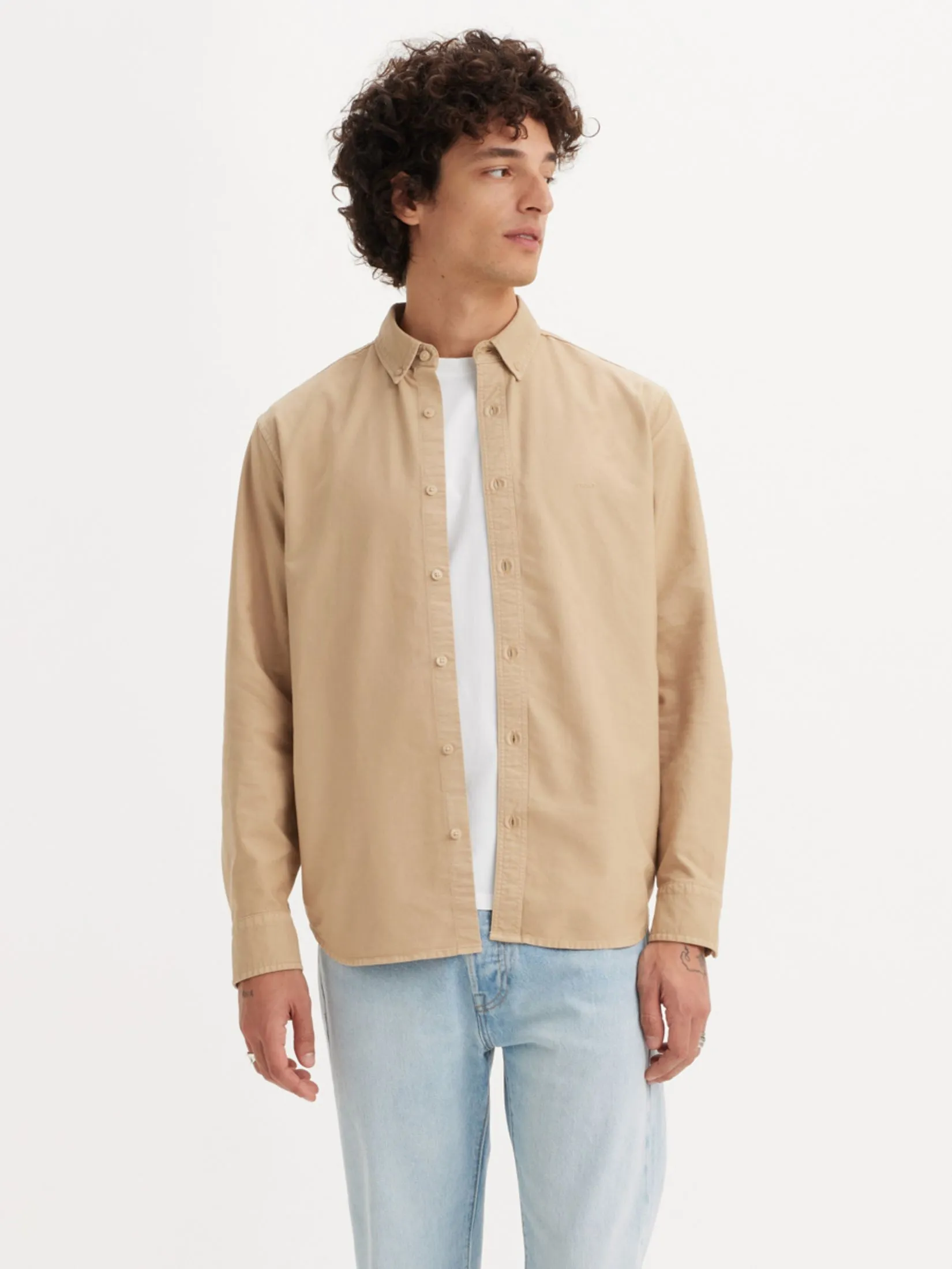 LEVI'S Men’s Authentic Button-Down Shirt Khaki Beige
