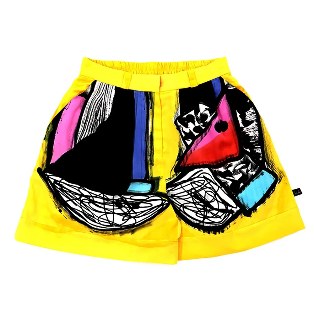 YODYOKO Yellow Short Pants : Graphic with Yellow
