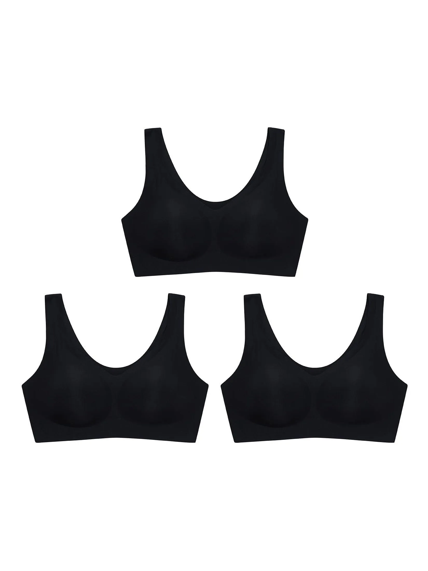 SABINA [ Pack 3 Piece ] [Online Exclusive] Woman Soft Collection Seamless Wireless Bra - Black