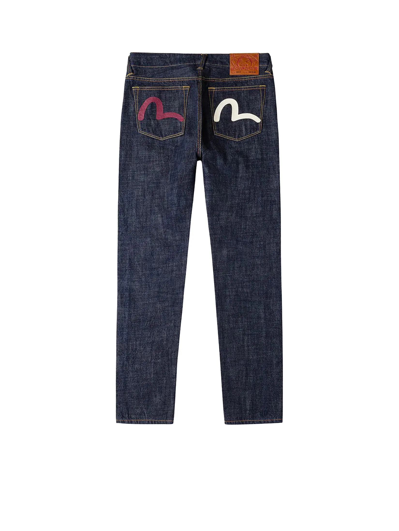 EVISU Men Jeans Seagull Print and Pockets Carrot Fit #2017 Navy