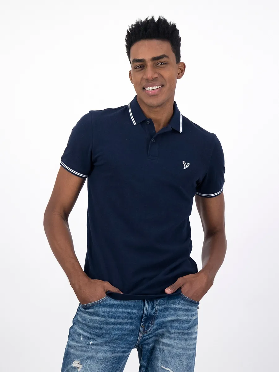AMERICAN EAGLE PIQUE SLIM TIPPING SOLIDS 410 NAVY