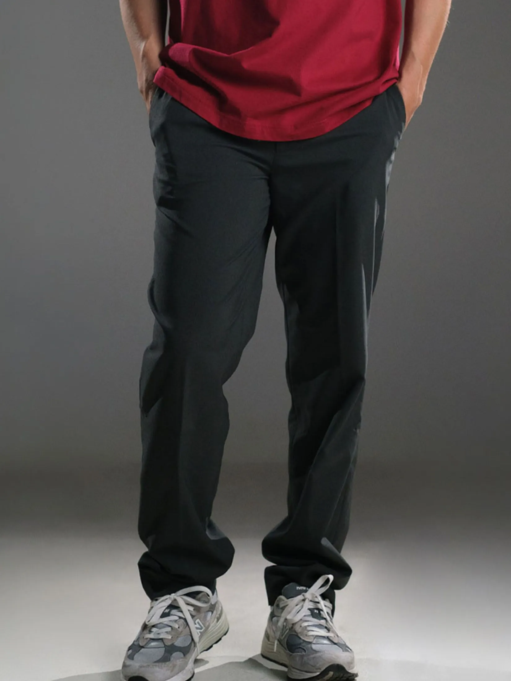 ERA-WON Men's Pants Relaxed workday Relaxed straight legs Dark grey