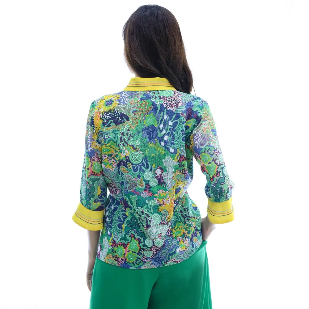 MIKIKO Women Shirt Chiffon Print Green