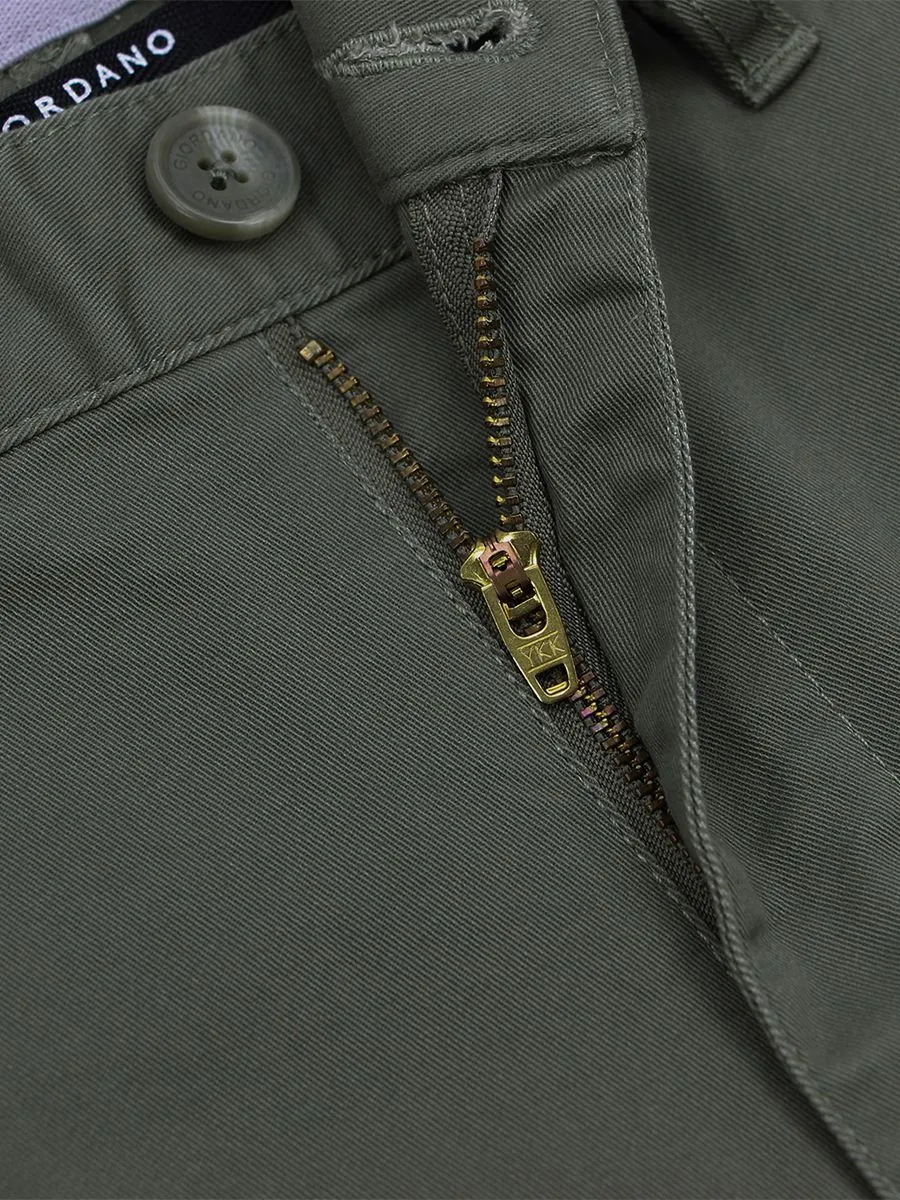 GIORDANO Men's Low rise Slim Taper Super Stretch Pants Dusty olive green