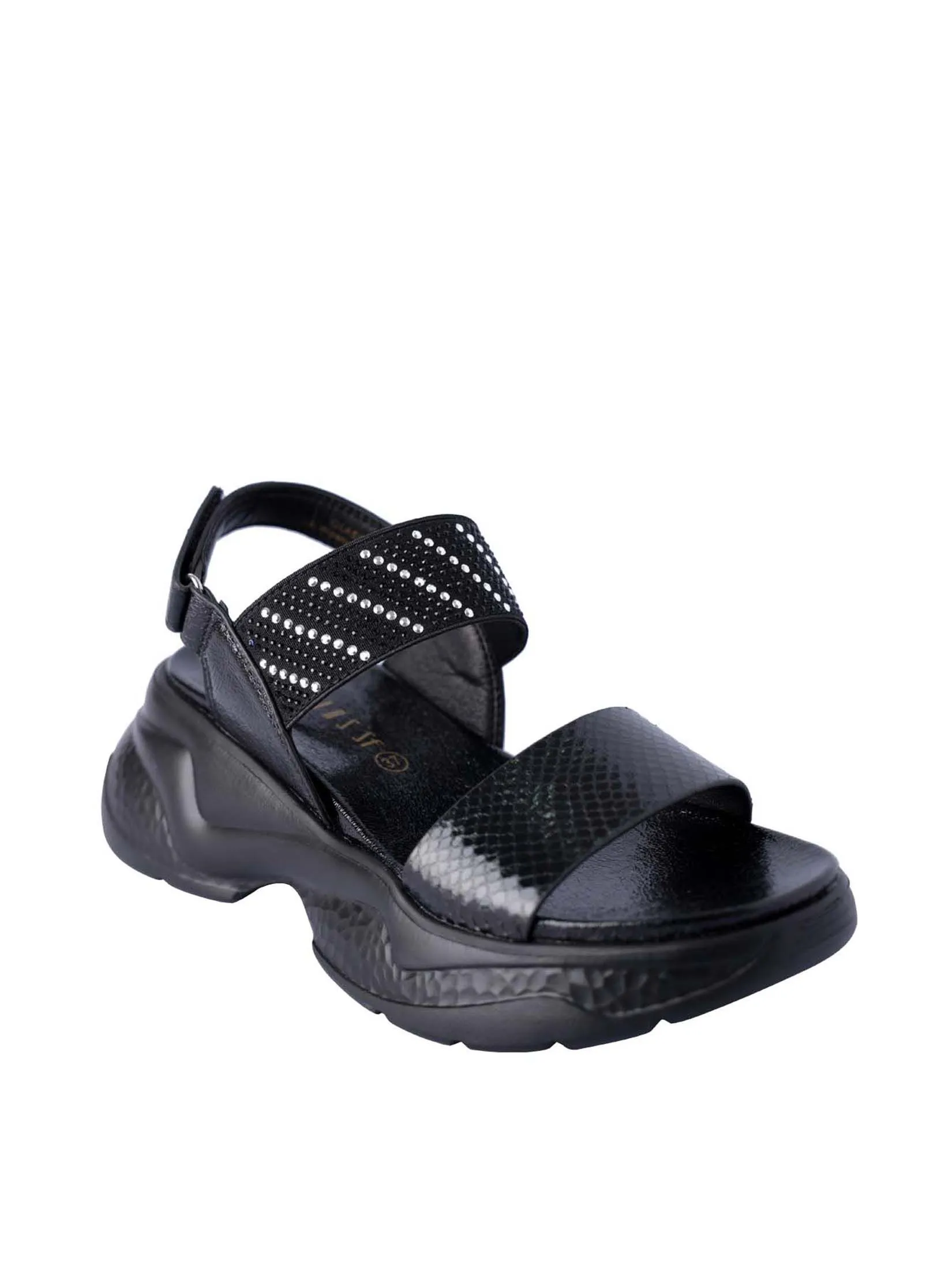 VILLAINS SF GLASSY Women's Platform Heeled Sandals BLACK