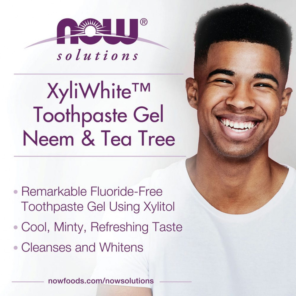 NOW Foods, Solutions, XyliWhite, зубная гель-паста, ним и чайное дерево, мята, 181 г (6,4 унции)