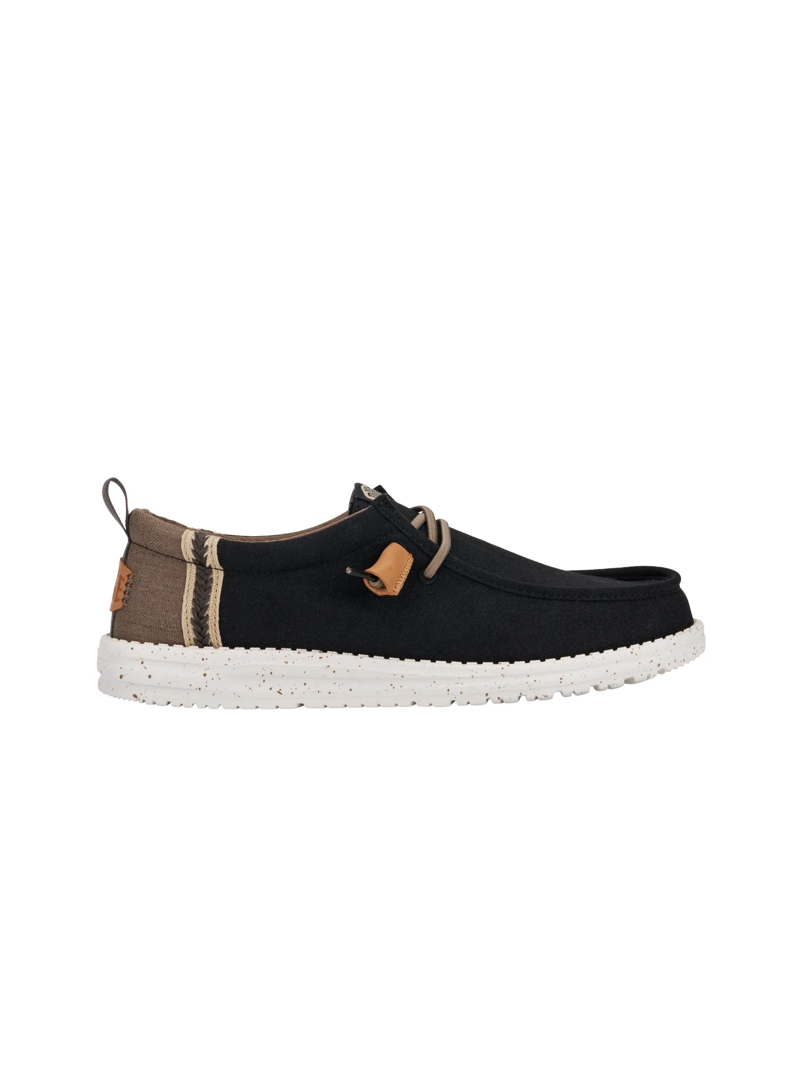 HEYDUDE WALLY CRAFT LINEN - BLACK/WALNUT