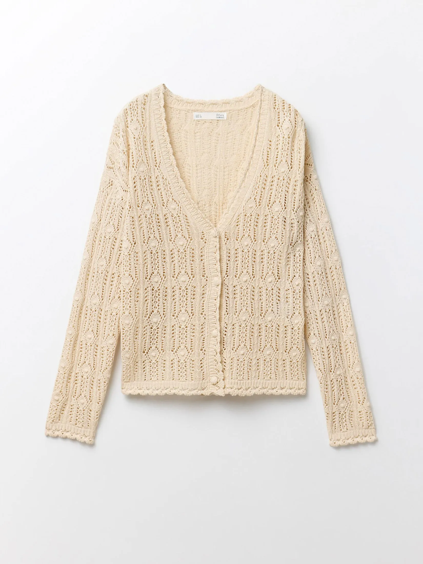 SFERA Women Cardigan V-Neck Openwork Beige
