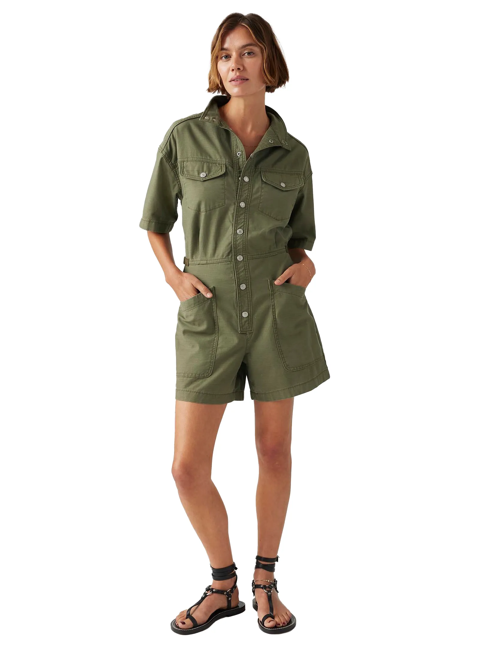 LEVI'S Women's Short-Sleeve Surplus Romper Green