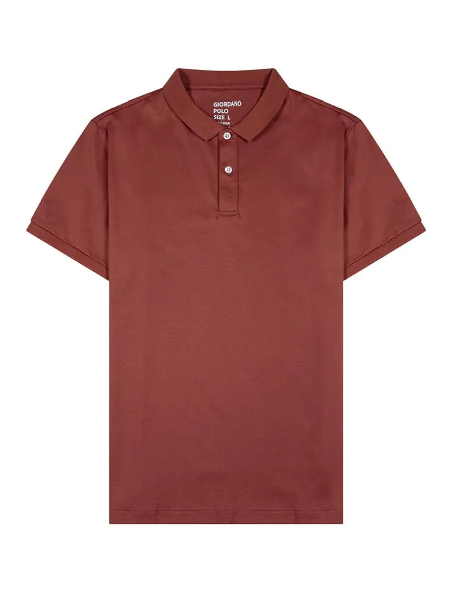 GIORDANO Men's short sleeve polo shirt interlock fabric Red Brown