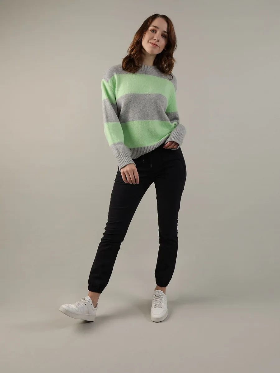 AMERICAN EAGLE WOMEN  LS CREW NECK PO RUGBY STRIPE 300 GREEN