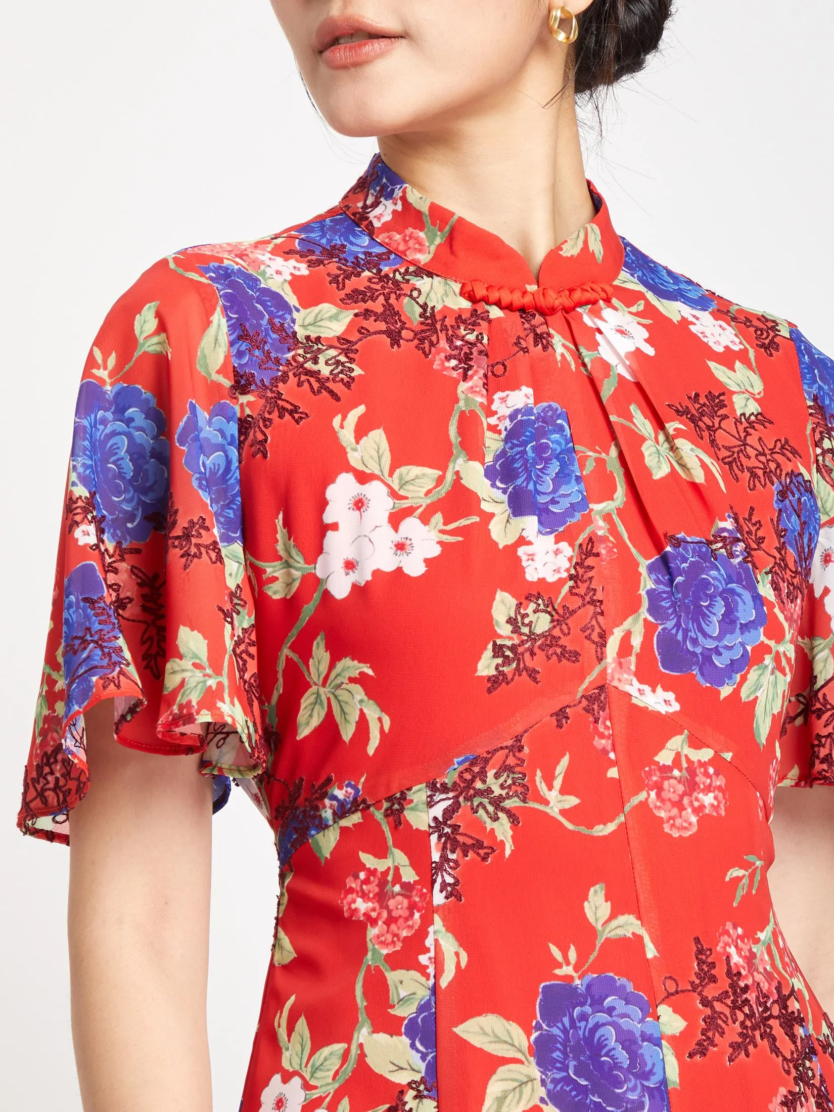 EXPRESSIONS EVENING Women Dress Short Sleeves High Neckline CNY