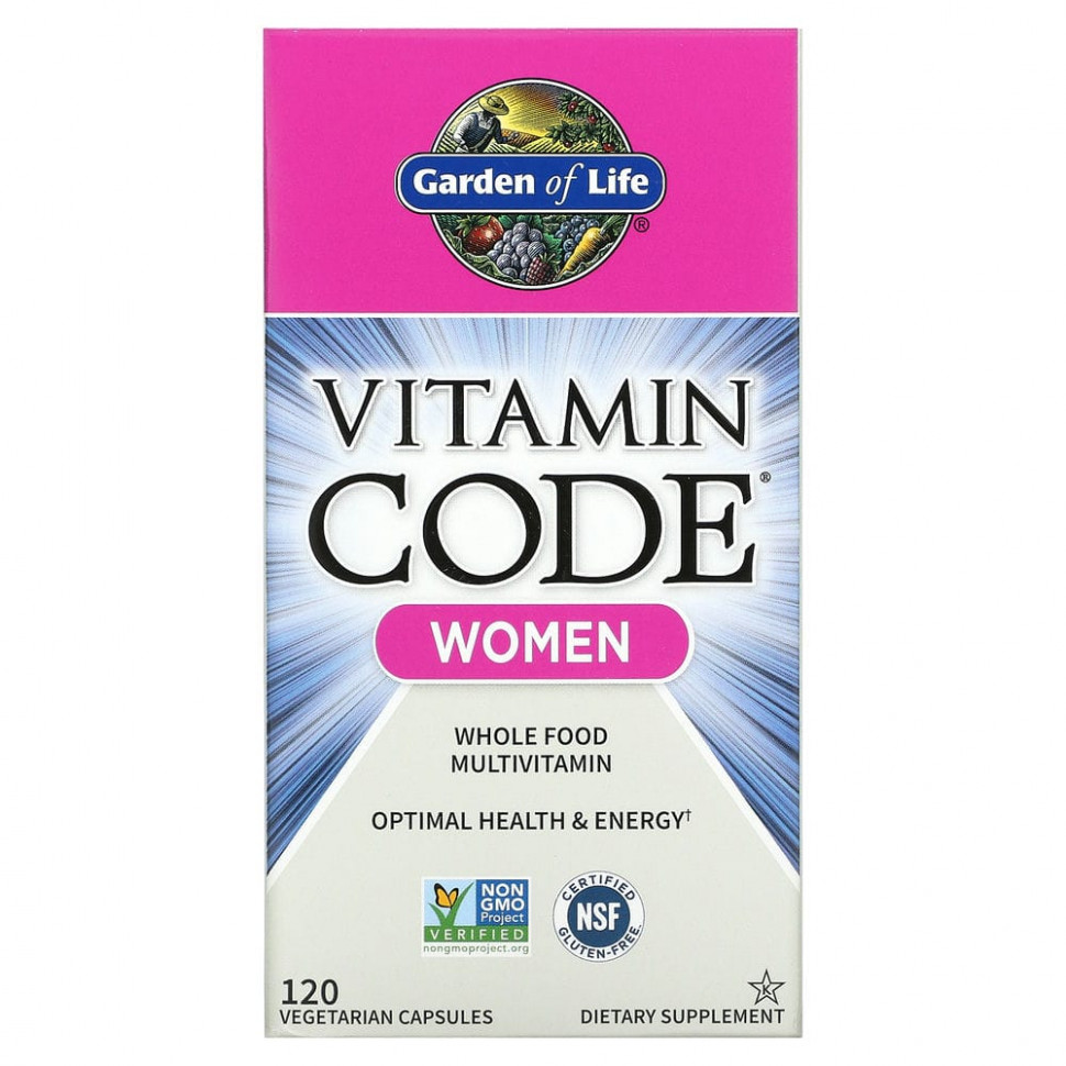 Garden of Life, Vitamin Code, мультивитамины из цельных продуктов для женщин, 120 вегетарианских капсул
