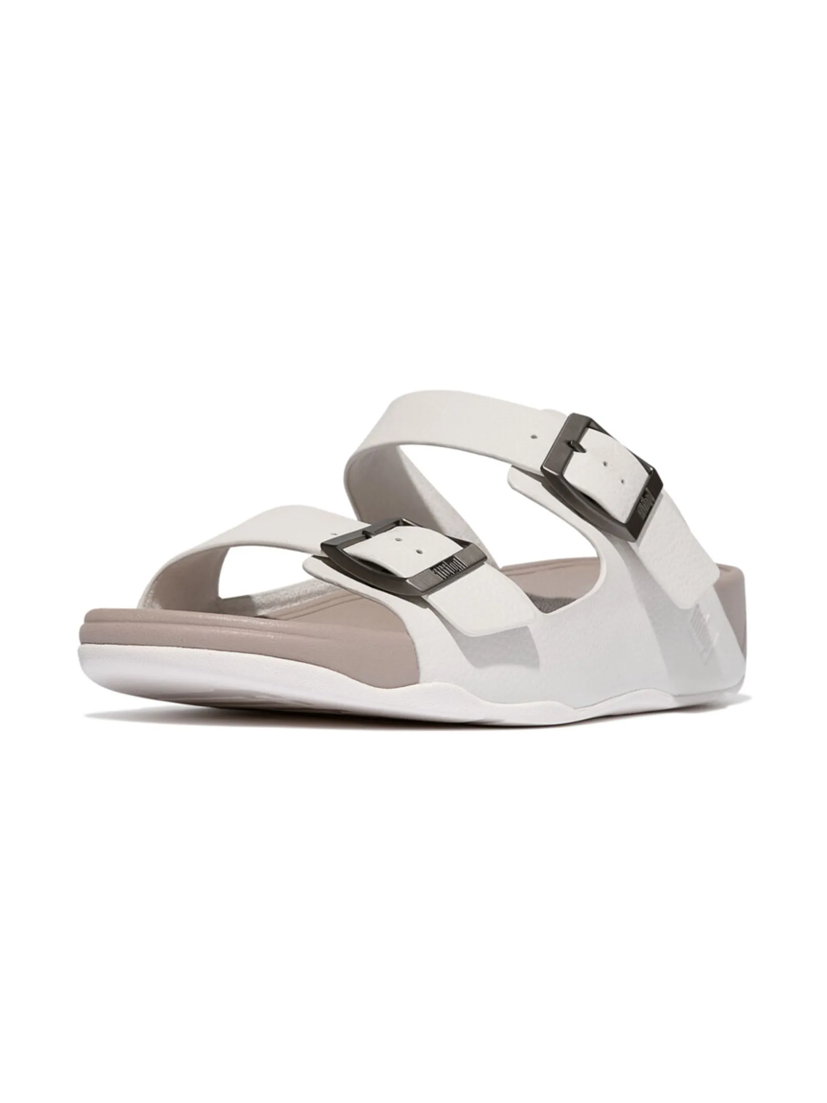 FitFlop™ MEN'S GOGH MOC BUCKLE TUMBLED SLIDES WHITE