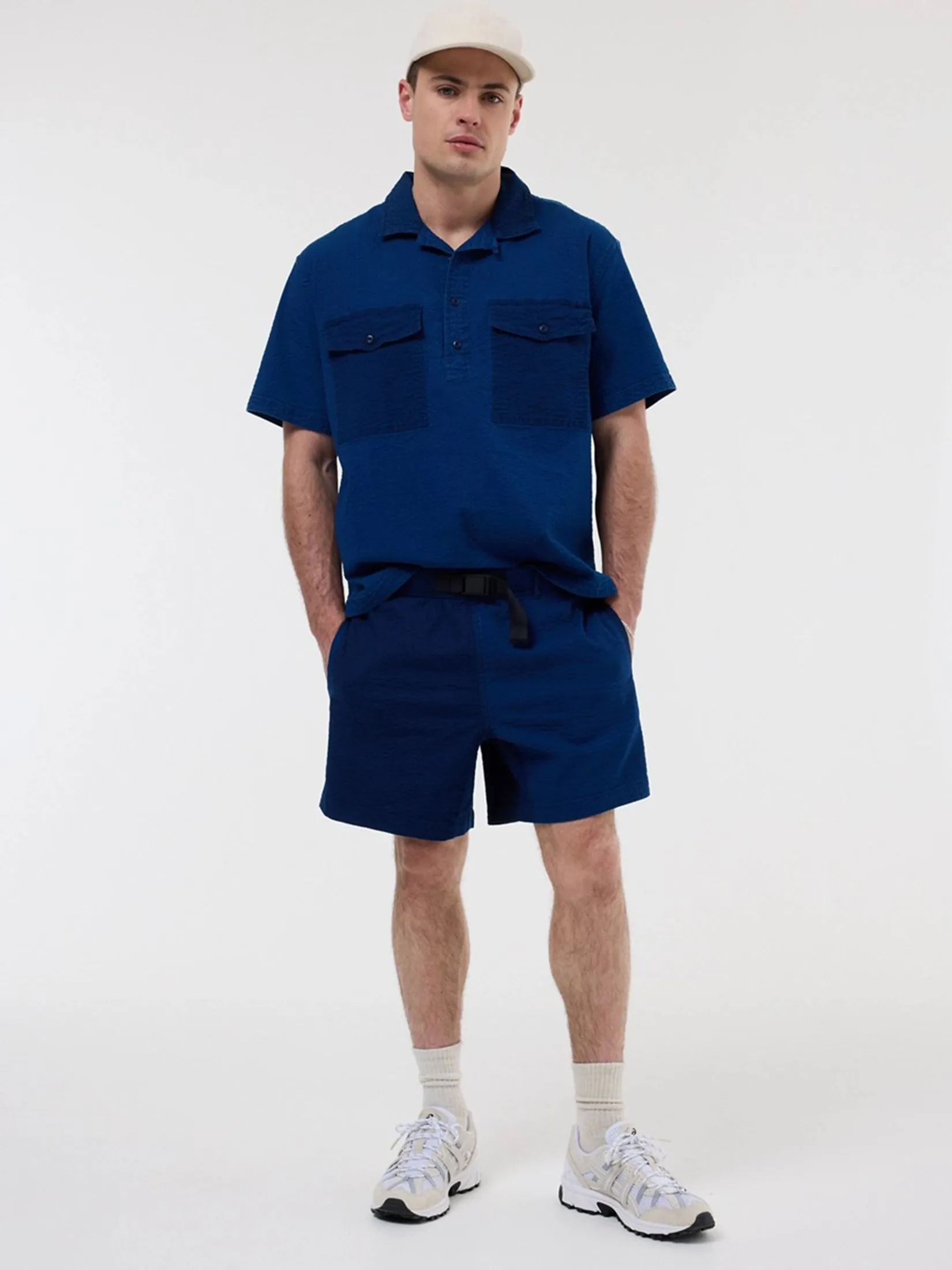 AMERICAN EAGLE MEN 7722 ACTIVE SEERSUCKER COLOR BLOCK VENTURE OUT SHORT 532 INDIGO