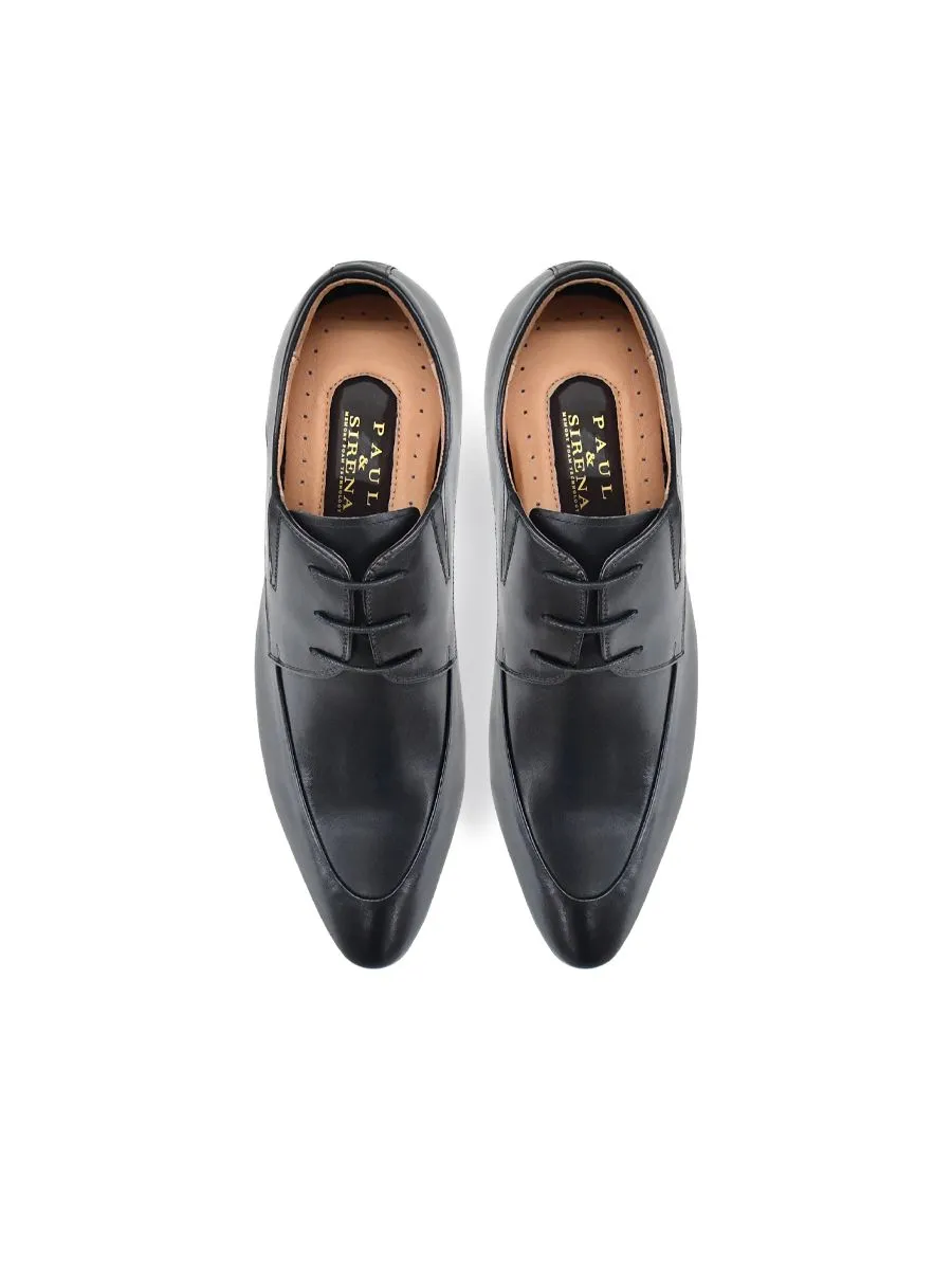 SIRENA Black Leather Court Shoes Pointed Toe High Heel 3 inch Henry