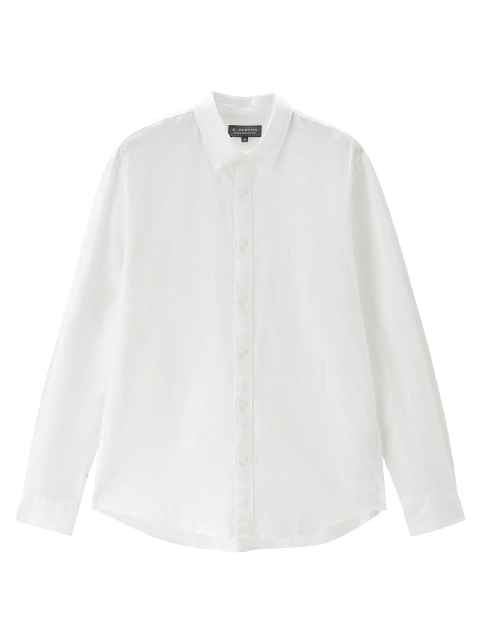 GIORDANO Men s Online Exclusive Regular Poplin Linen Shirt (Korea) White
