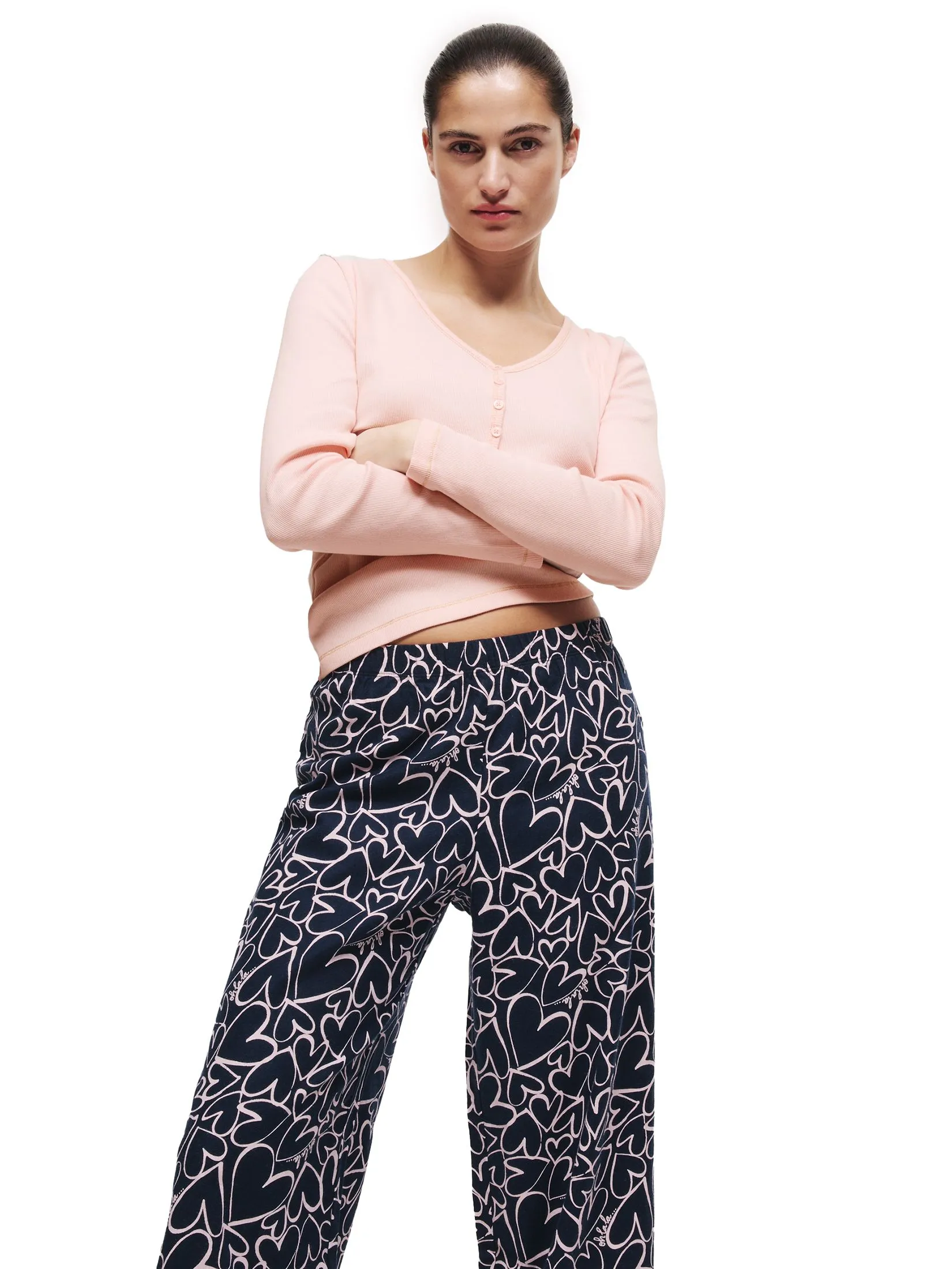 MARKS & SPENCER Women Pyjama Set Pure Cotton Printed Almond