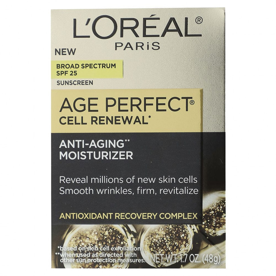L'Oréal, Age Perfect Cell Renewal, увлажняющее средство против старения, SPF 25, 48 г (1,7 унции)
