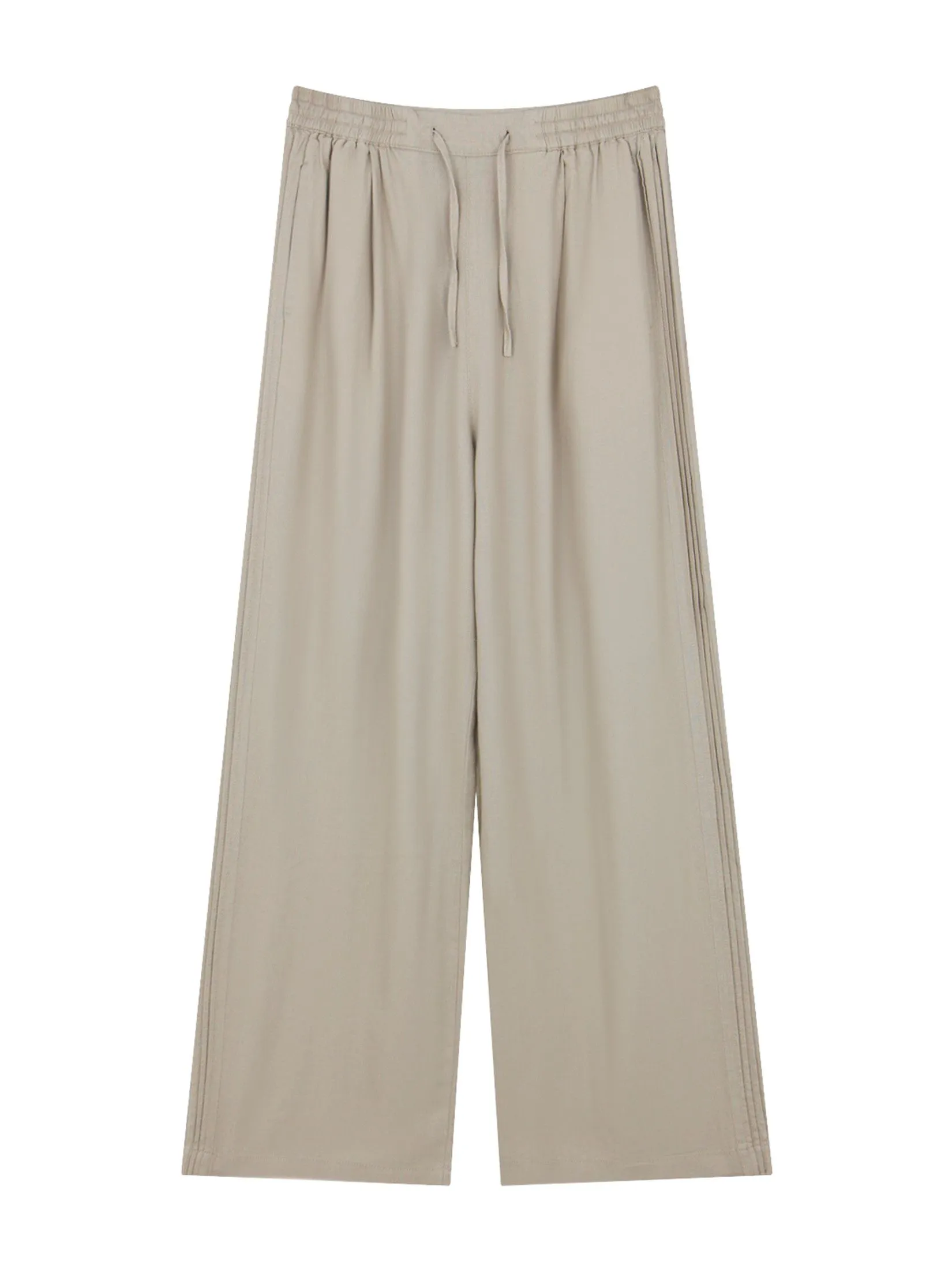 GIORDANO Women's Wide Leg Linen Viscose Pants Light mocha khaki