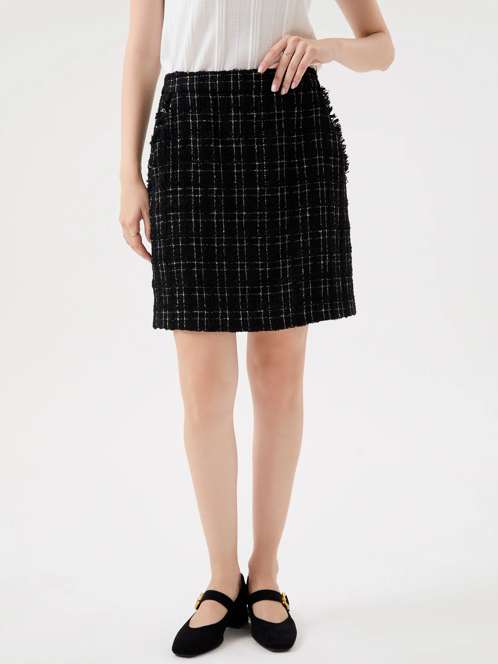 ESPADA Tweed Pencil Skirt Woman Black