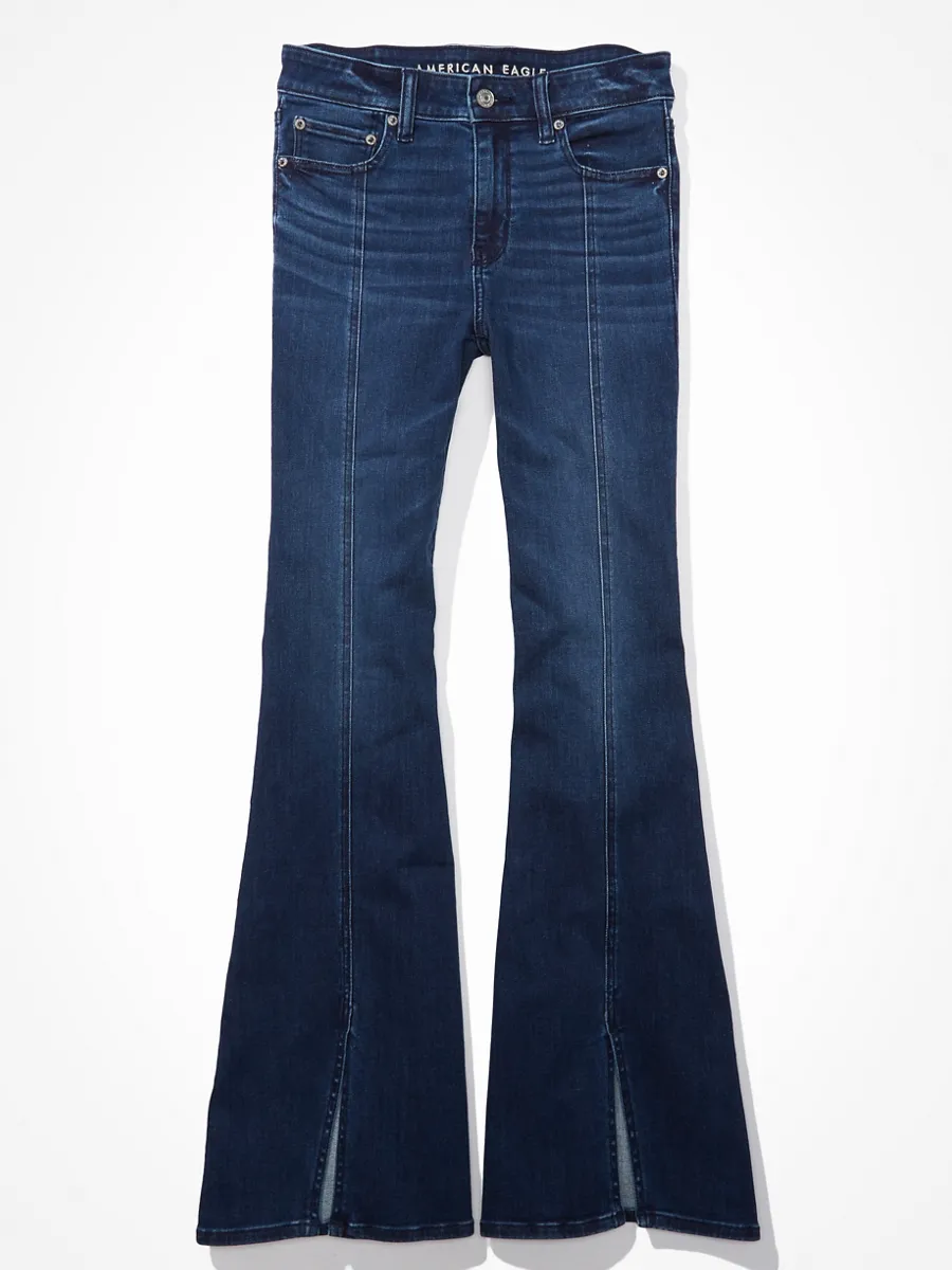 AMERICAN EAGLE WOMEN FESTIVAL FLARE JEANS 516 DARK ATLANTIC
