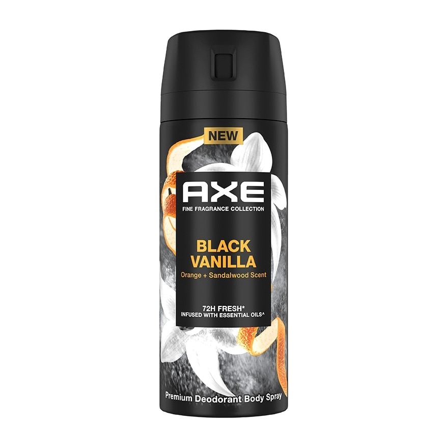Axe Deodorant Body Spray Black Vanilla Premium 135 Ml. สเปรย์ ลดเหงื่อระงับกลิ่นกาย - Orange