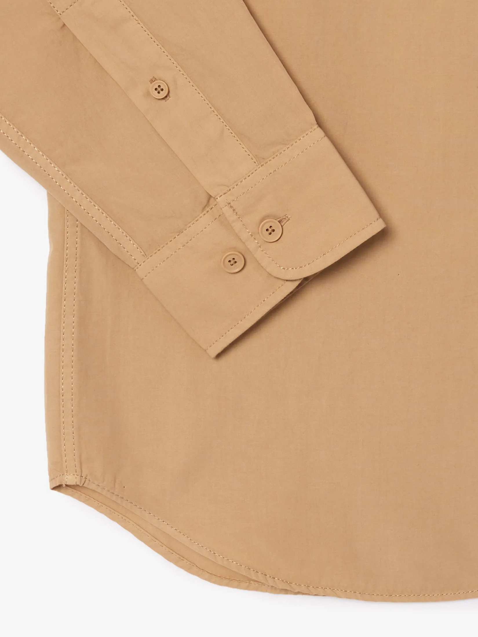 LACOSTE Relaxed Fit Washed Effect Poplin Shirt Beige