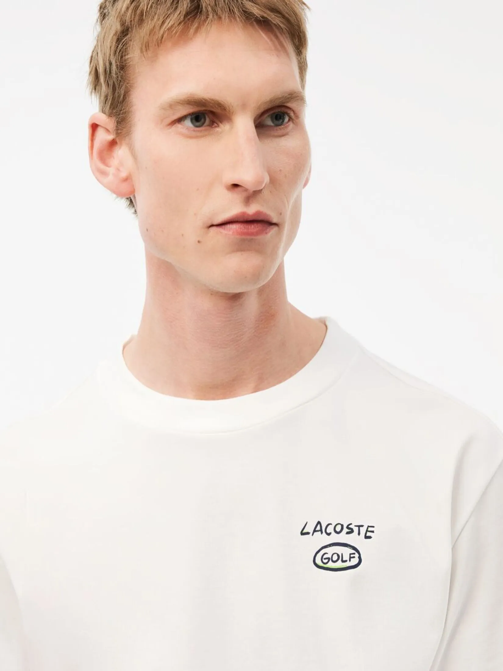 LACOSTE Loose Fit Ultra Dry Cotton Golf T-shirt White